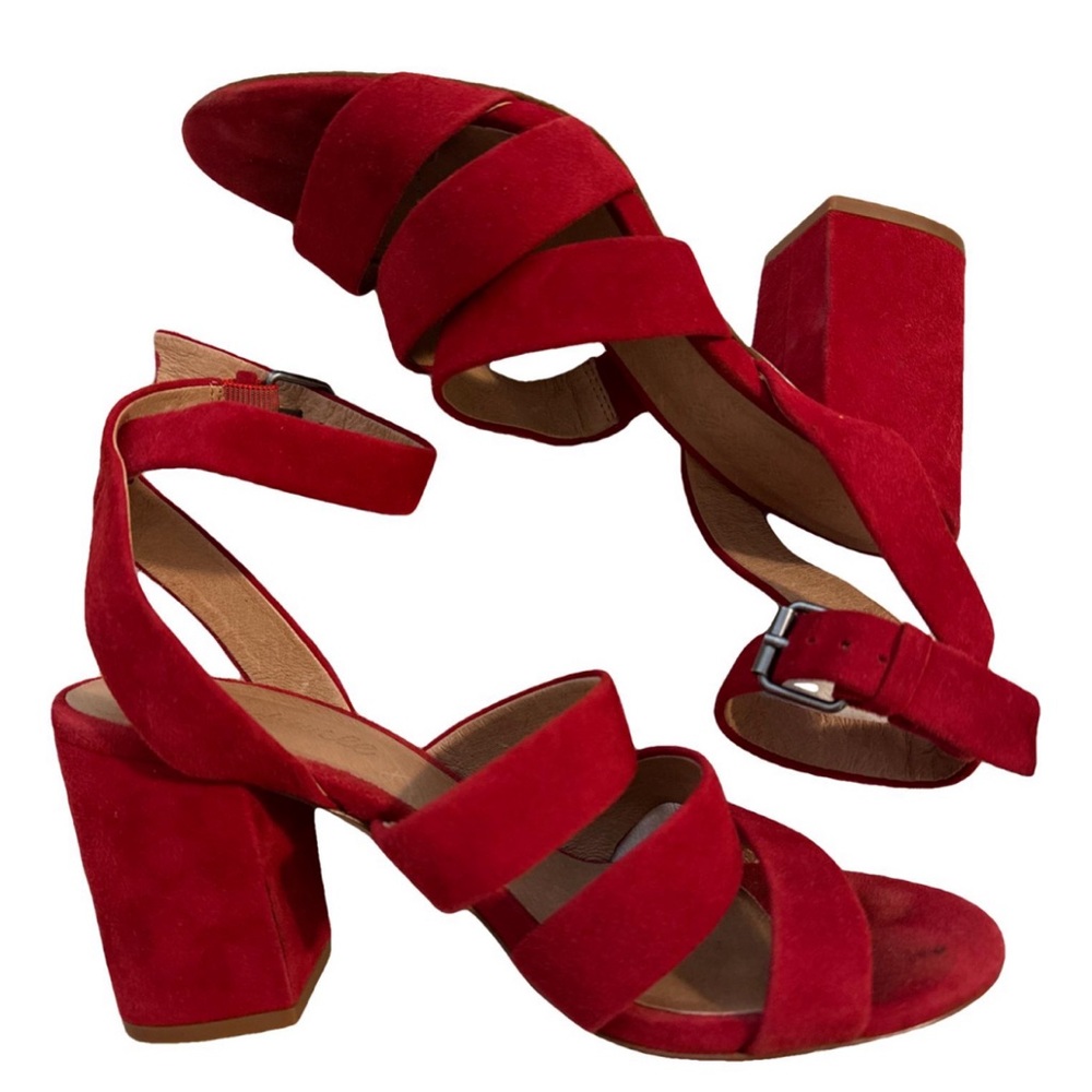 MADEWELL Red  triple-strap block heel sandal